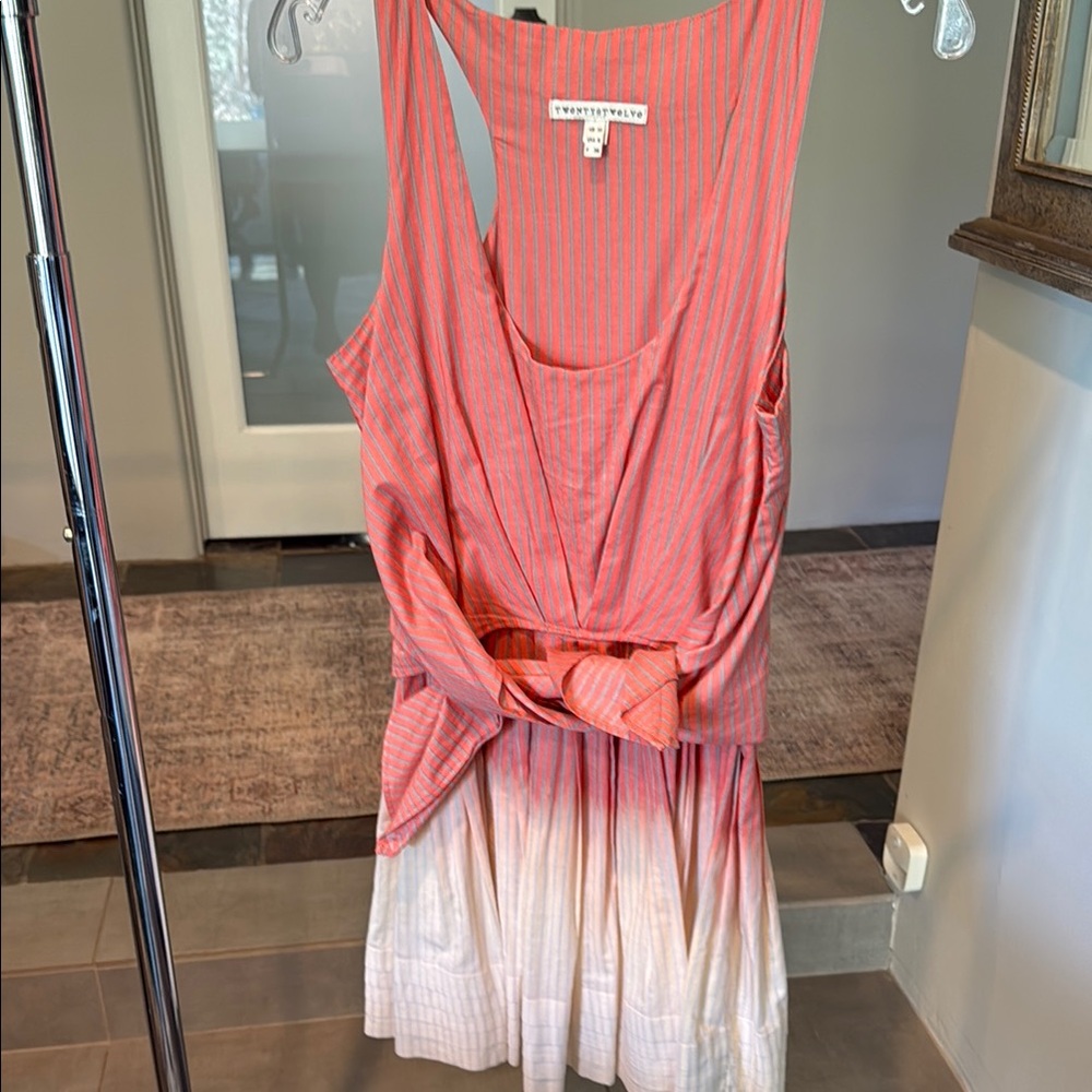 Twelfth Street by Cynthia Vincent Orange Pink Tie Front Asymmetrical Tank Top